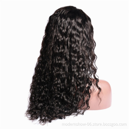Glueless Raw Brazilian virgin Water Wave Human Hair Lace Closure Wig Wet and Wavy, 150%  Density Lace Closure Human Hair Wigs